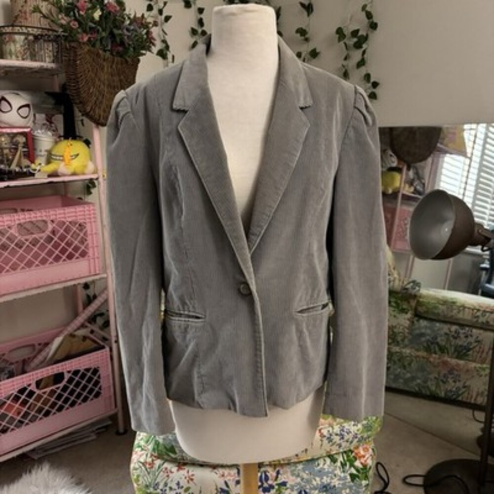 VTG Hunter’s Glen Gray Corduroy Blazer Jacket Women’s Size 16 Made in Japan